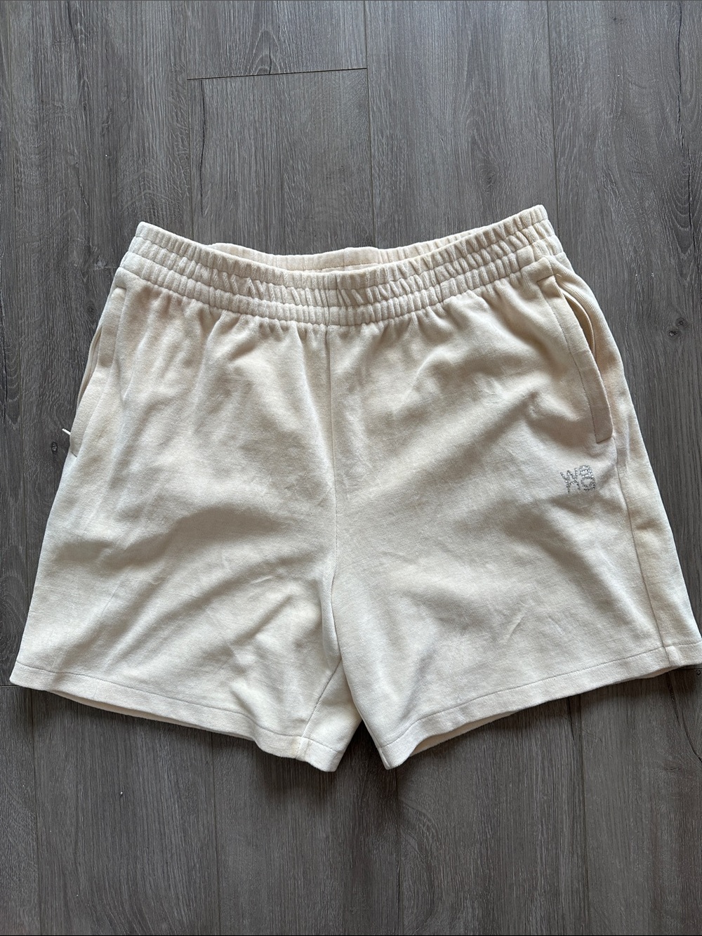 T by Alexander Wang Cream Elastic-Waist Athletic Shorts